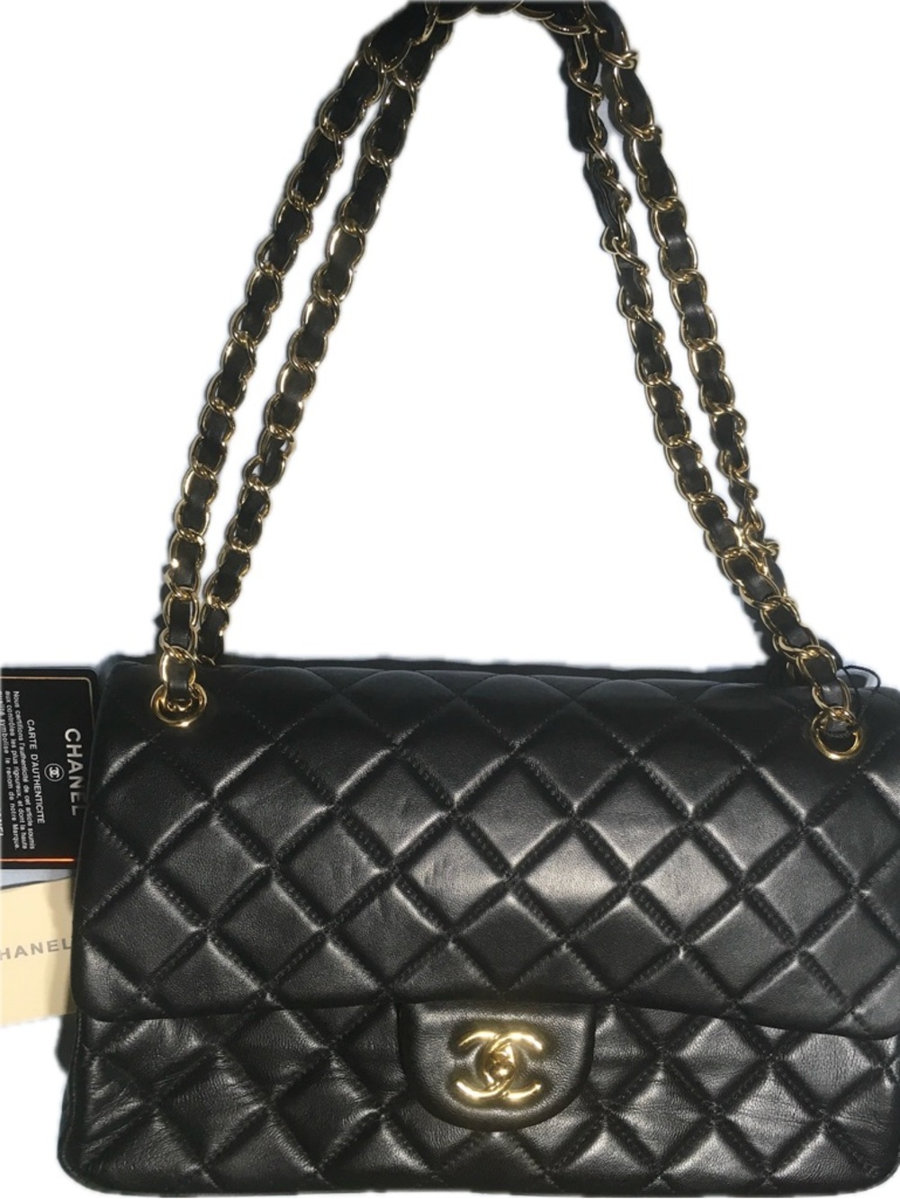 No Name Quilted Leather Shoulder Handbag Gold Tone Chain Strap
